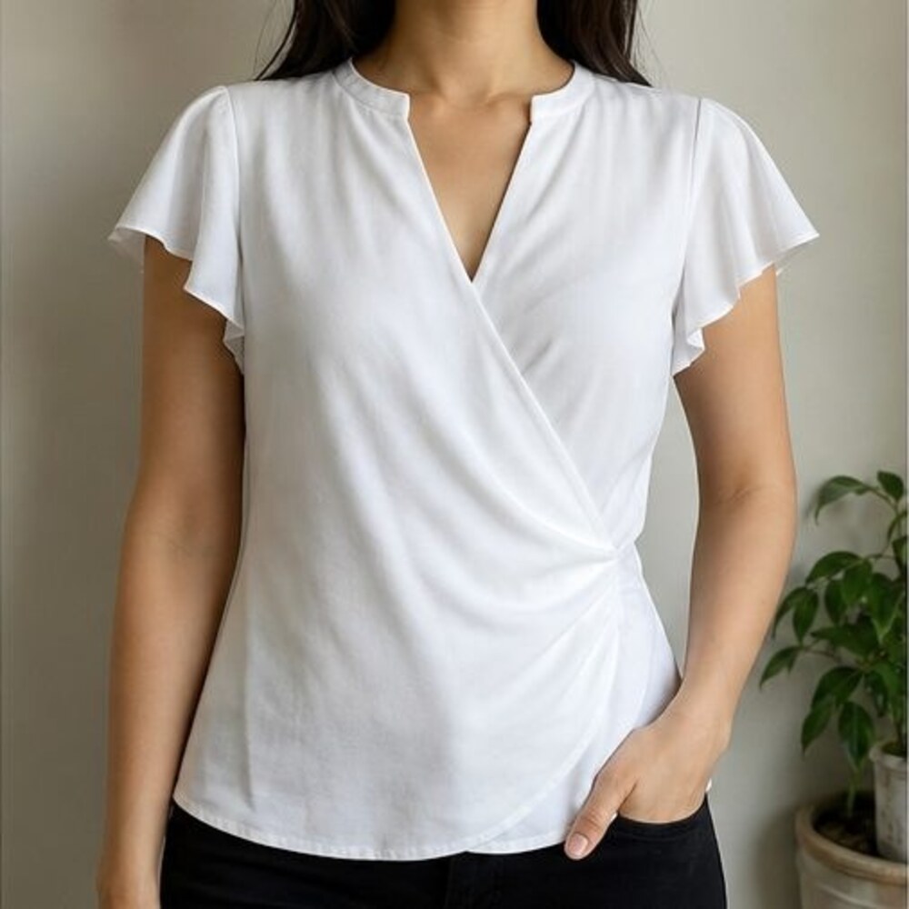 White Ruffle Blouse - Picture 2 of 6